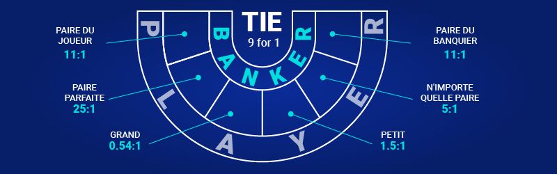 Dans le baccarat, un assortiment de paris plus spécifiques existe. Ceux-ci peuvent différer d'un casino à l'autre, chaque établissement ayant ses propres caractéristiques.