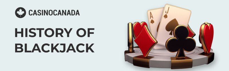 Visual representation of Blackjack's history featuring the logo of Casino Canada