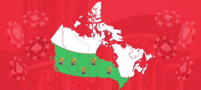 Map of Canada Highlighting Provinces with Indigenous Casinos