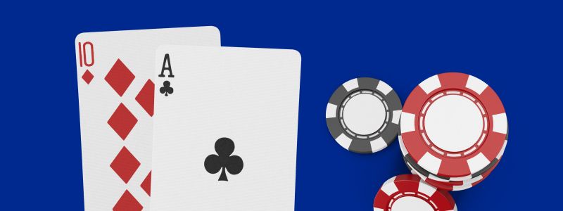 Illustration de cartes à jouer accompagnées de jetons de casino.