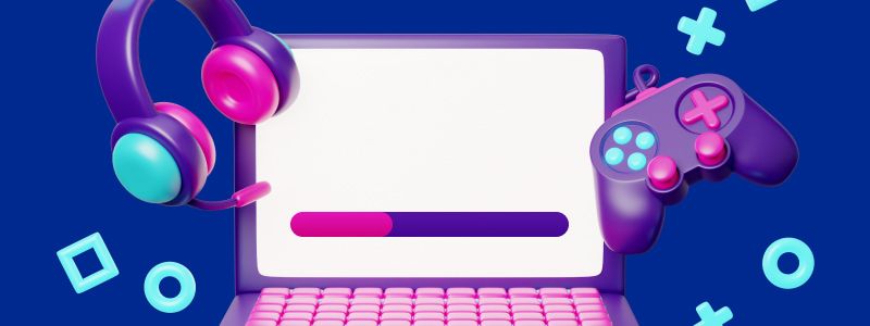Illustration d'un ordinateur portable, d'un casque de jeu et d'un joystick