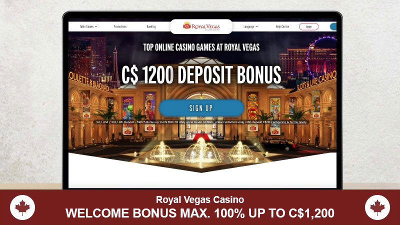 Visual representation of the main page of Royal Vegas Casino