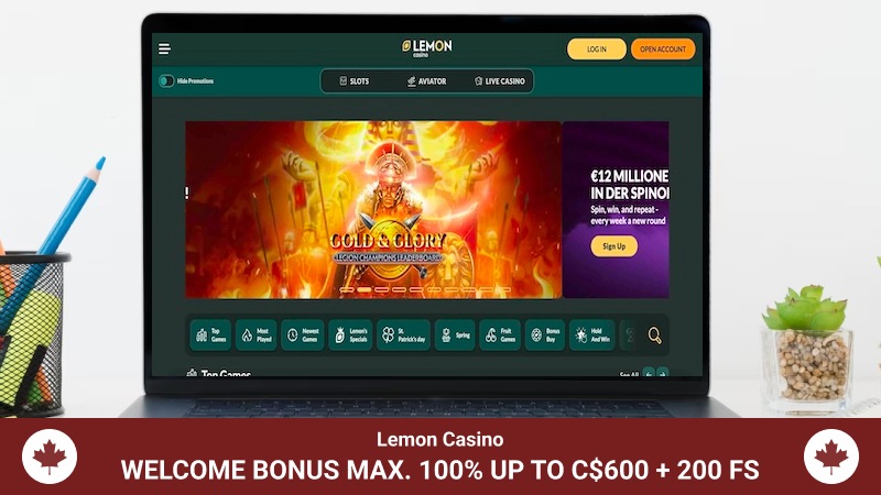 Lemon Casino on a computer screen