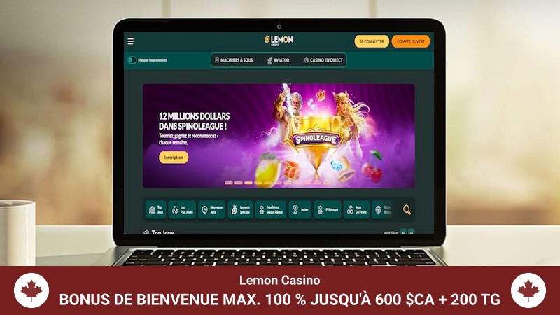 Page d'accueil de Lemon Casino