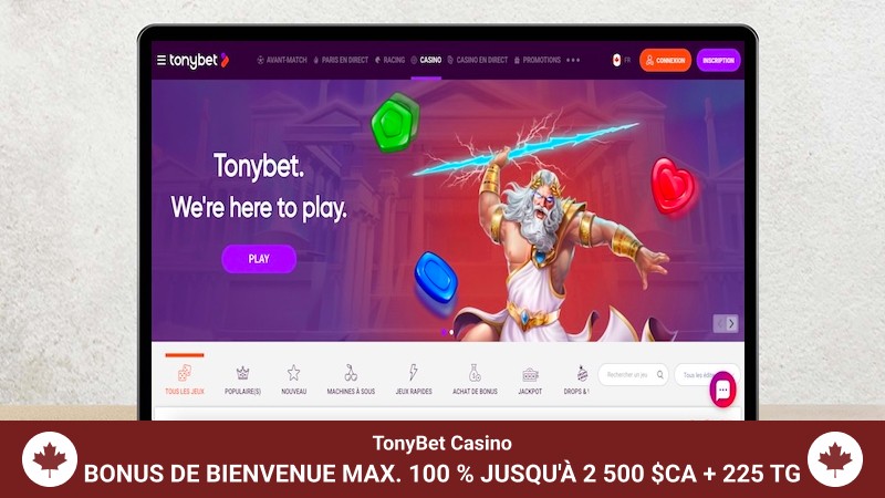 Page d'accueil de TonyBet Casino