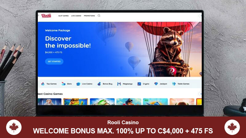 Rooli Casino displayed on a desktop screen.
