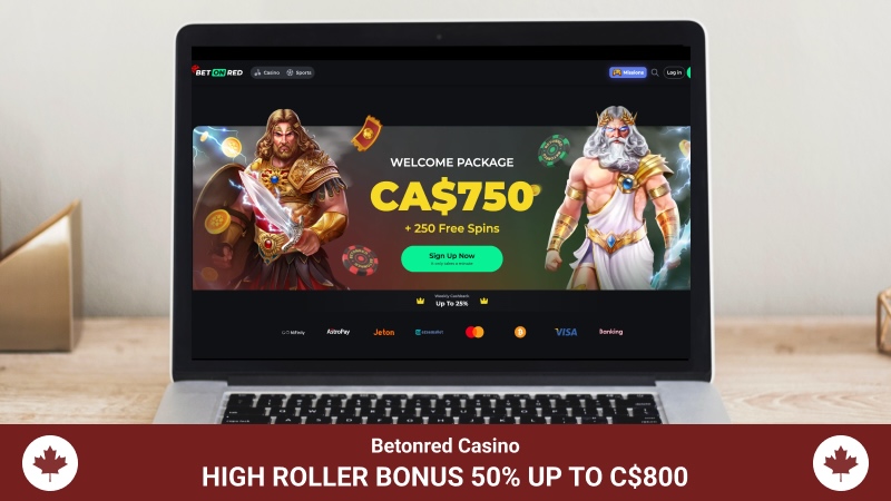 Similar to Nine,  <strong>Betonred is managed by Uno Digital Media B.V.</strong>  and features the same welcome bonuses, including a 50% match up to C$800 for high roller players. To claim this, you must deposit at least C$500 using the 'HIGH50' promo code and meet a 35x wagering requirement. The site also boasts  <strong>over 4,000 games with adaptable betting limits</strong> .