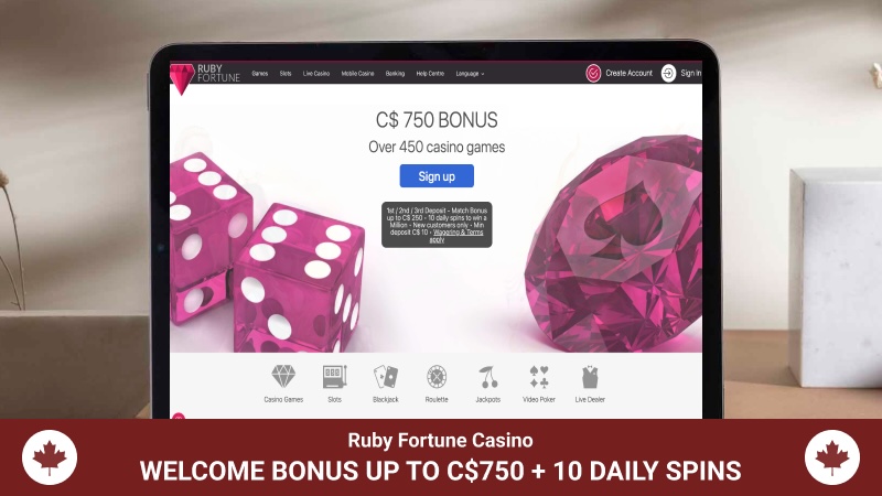 Tablet view showcasing Ruby Fortune Casino