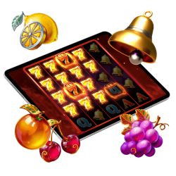 Tablet screen with online slot game
