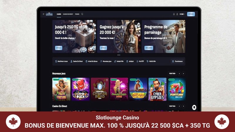 La page d'accueil du Casino Slotlounge sur un portable.