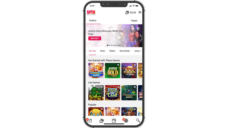 Spin Casino offers a flawless mobile gambling experience, ranking among the elite casino apps in Ontario for both iOS and Android users. Upon logging in, users can easily access games, promotions, tournaments, and notifications organized into intuitive collapsible tabs throughout the screen. Games load more quickly than on the desktop version, making mobile play more appealing.