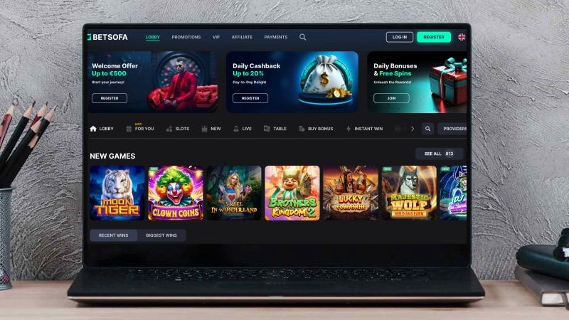 Computer screen with Betsofa Casino