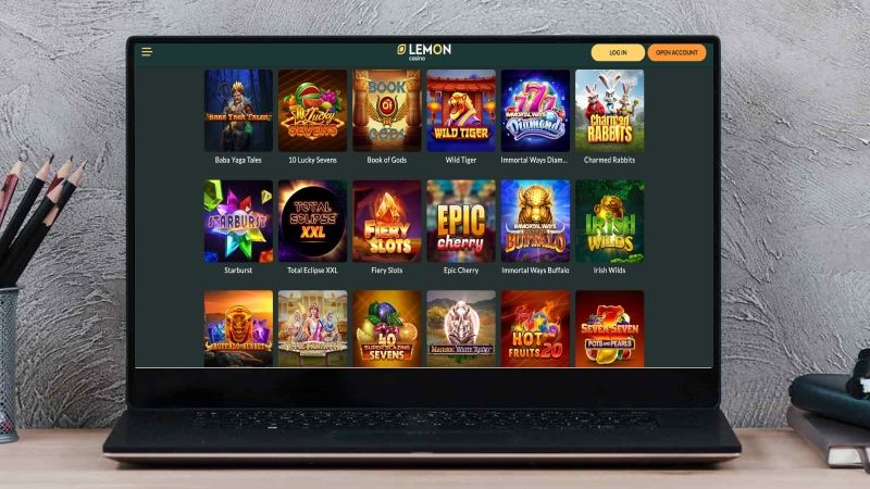 Computer screen with Lemon Casino