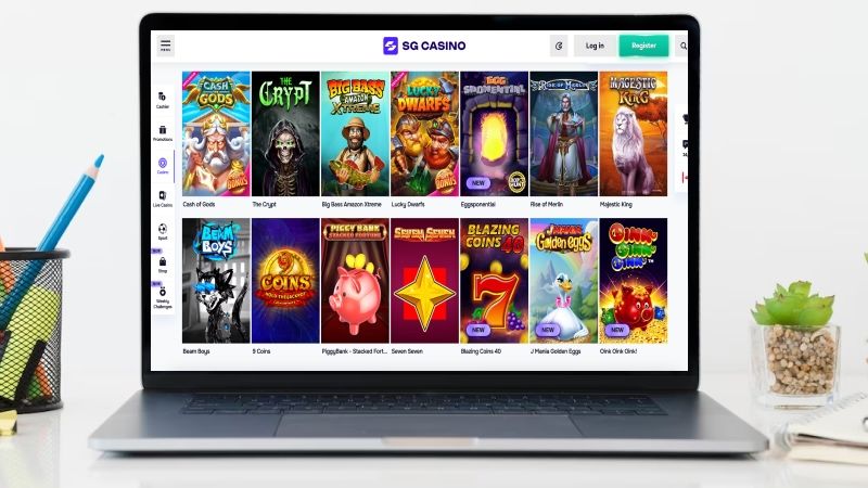 Computer screen with SG Casino