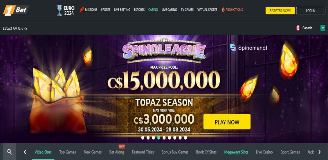 1Bet casino main page