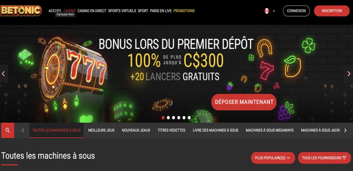 Page principale de Betonic Casino