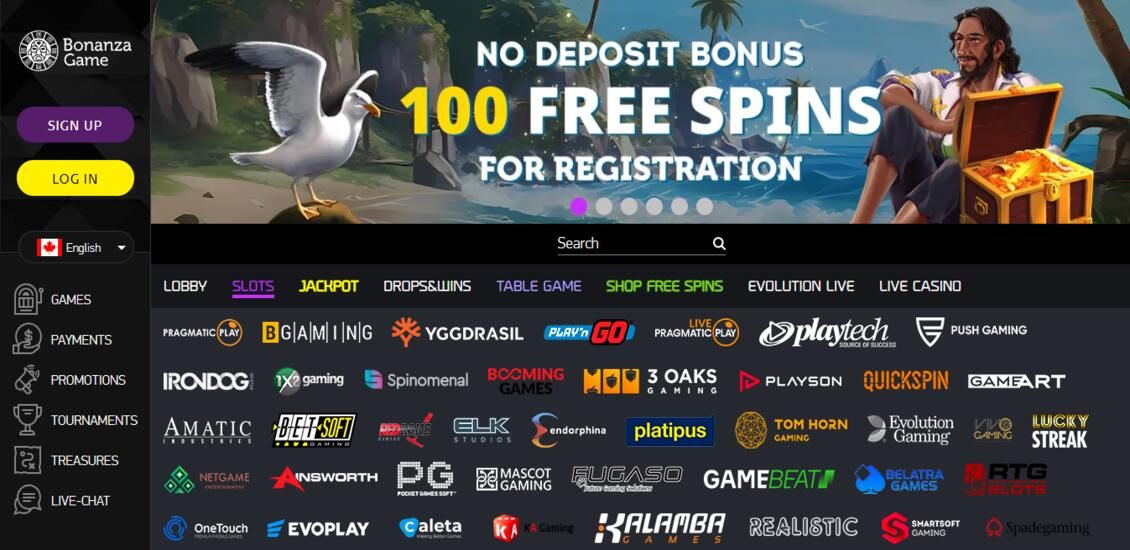 BonanzaGame Casino main page