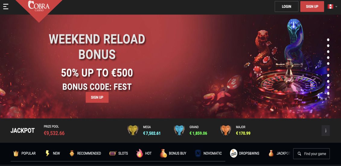 Cobra Casino main page