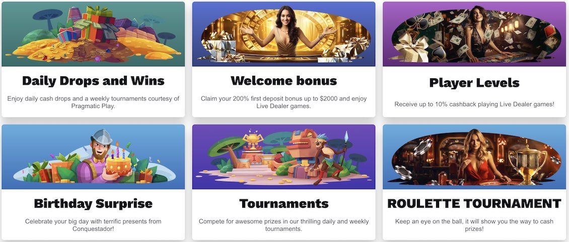 Conquestador Casino bonuses and promotional offers