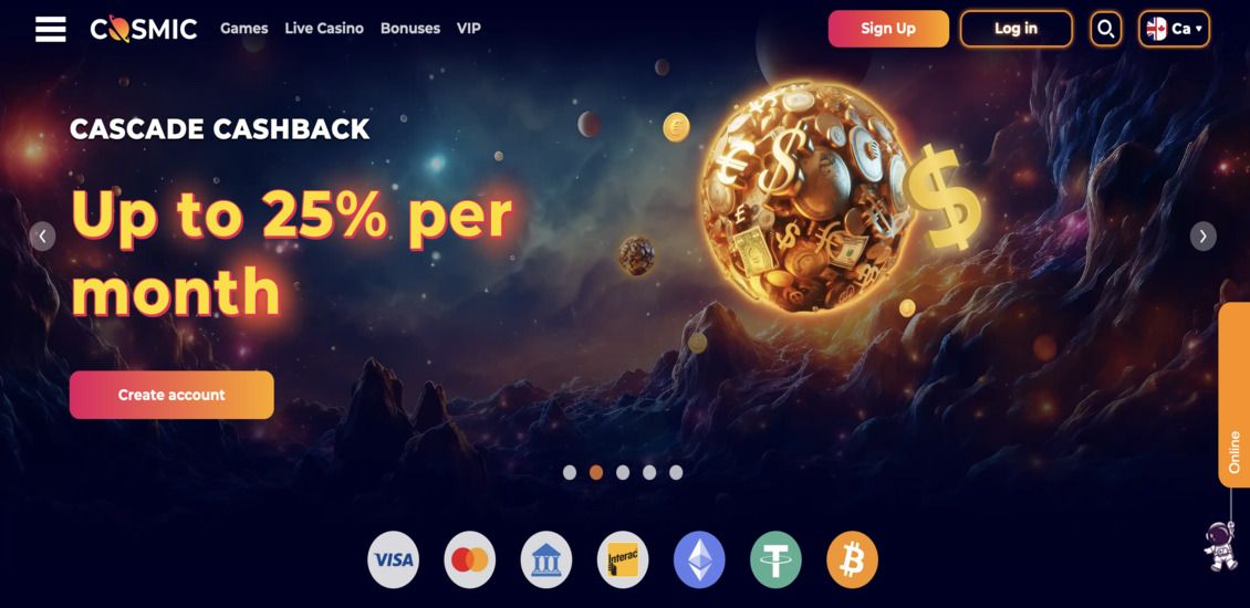 CosmicSlot Casino main page