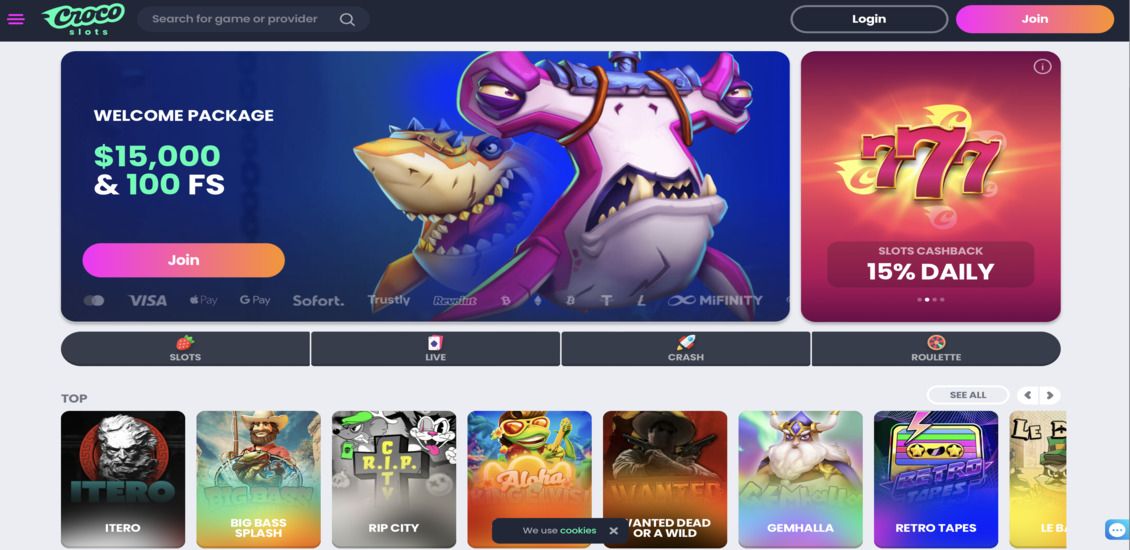 Crocoslots Casino main page