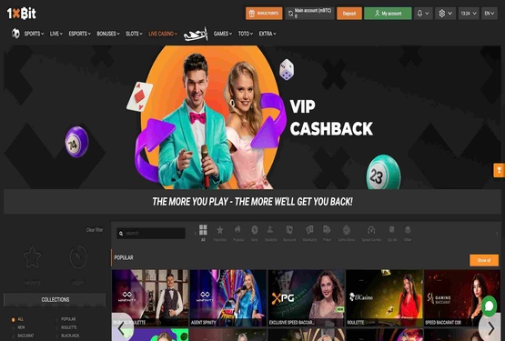 1xBit casino main page