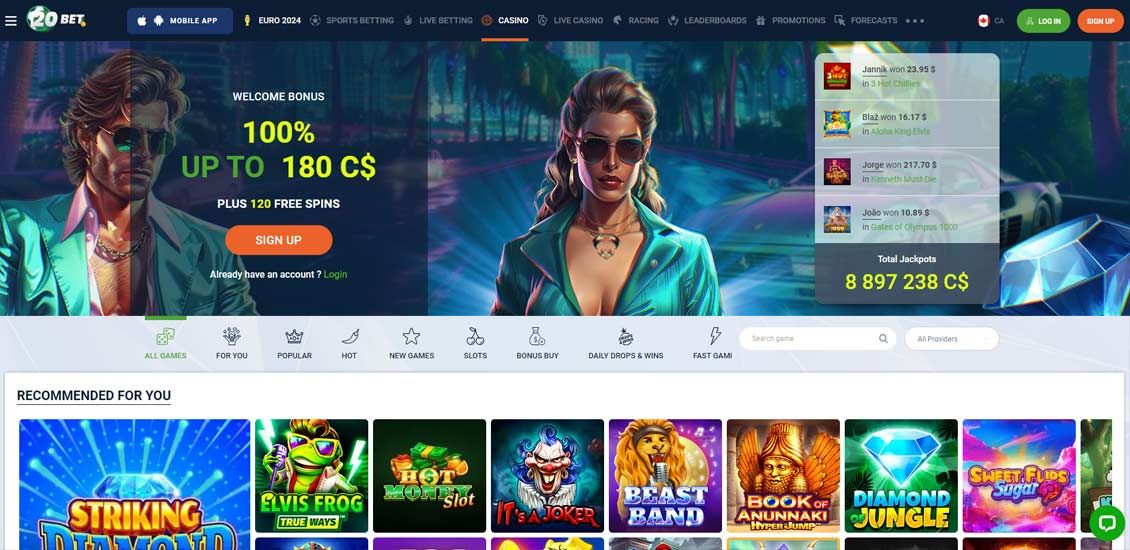 20bet Casino Main page