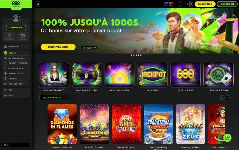 Page principale de 888 Casino