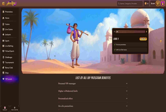 AbuKing casino vip page