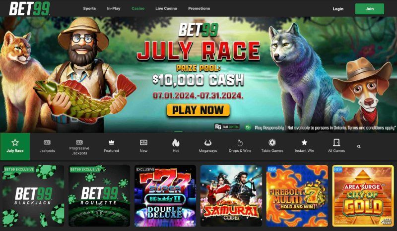 Bet 99 Casino main page