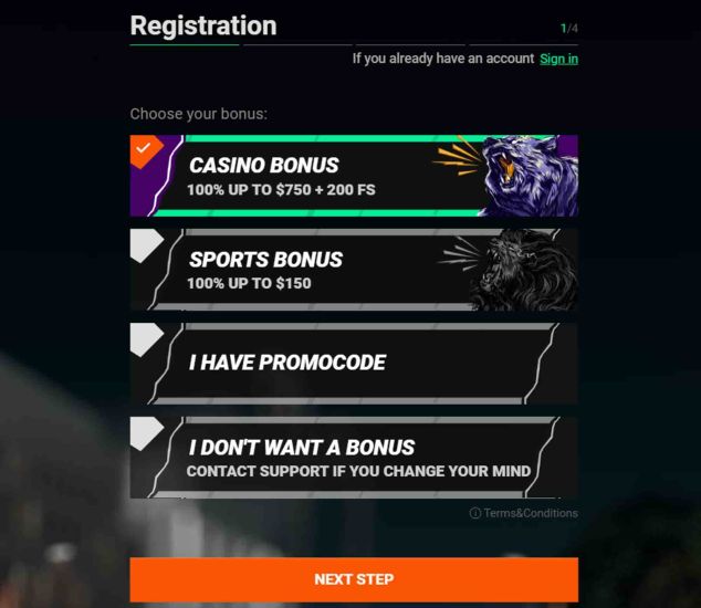 registration process step 2