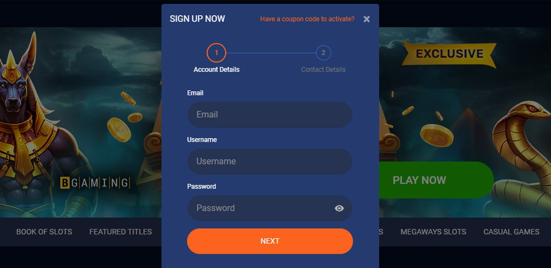 Dream.bet - registration process step 2