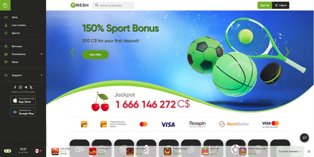 Screenshot of the Fresh Casino sign-up process - step 2.