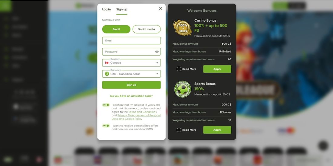 Screenshot of the Fresh Casino sign-up process - step 3.