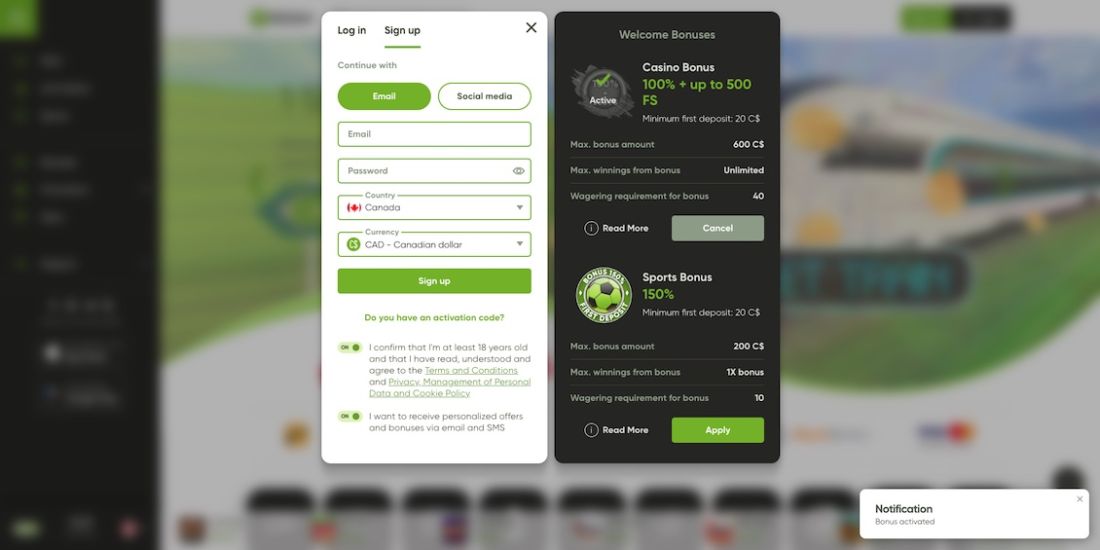 Screenshot of the Fresh Casino sign-up process - step 4.
