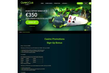 Promotions available at Gaming Club Casino