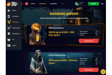 Bonuses and promotional offers available at Hellspin Casino