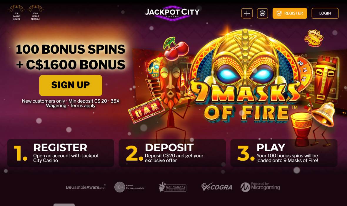 Promotional Page of Jackpot City Casino featuring an exclusive bonus