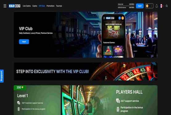 Page des programmes VIP de Kilobet casino.