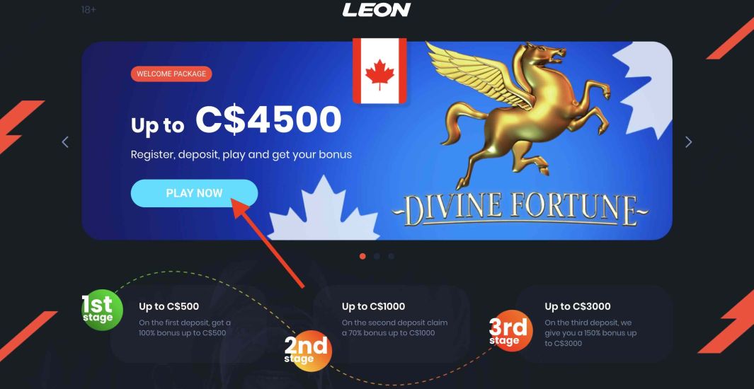 Leon casino - first step of the registration process