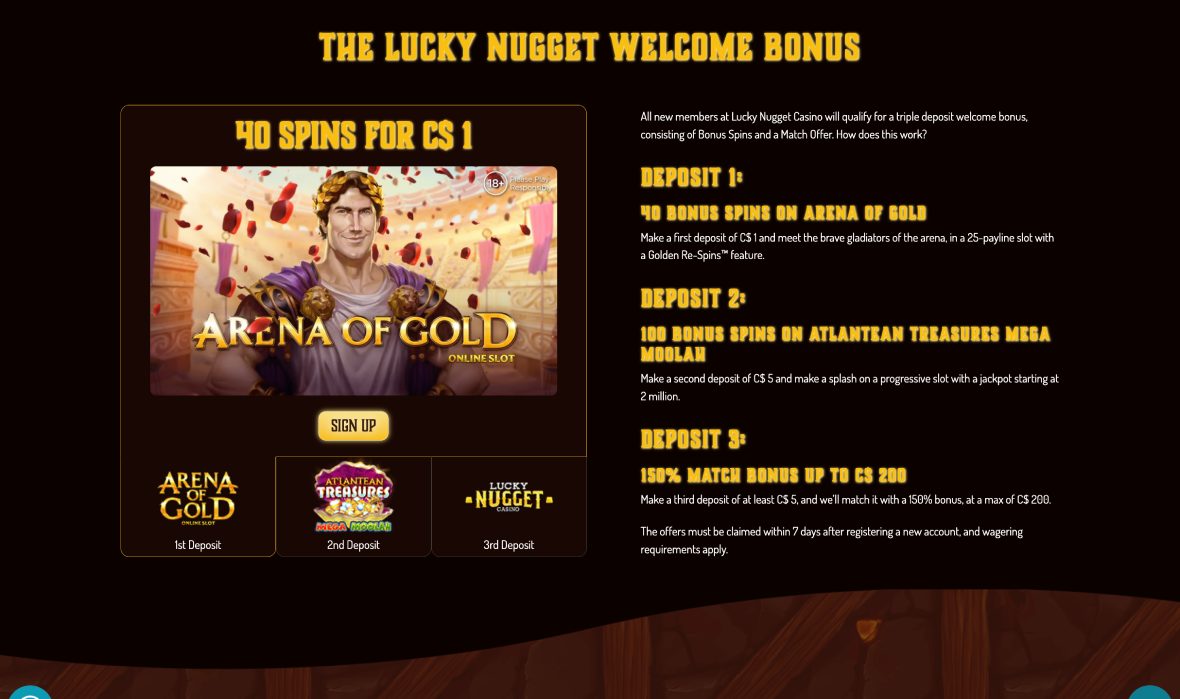 Find promotions on the Lucky Nugget Casino promotions page.