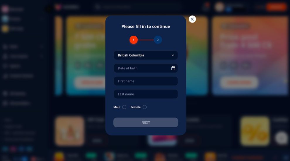 Monro Casino - Step 3 of the Registration Process