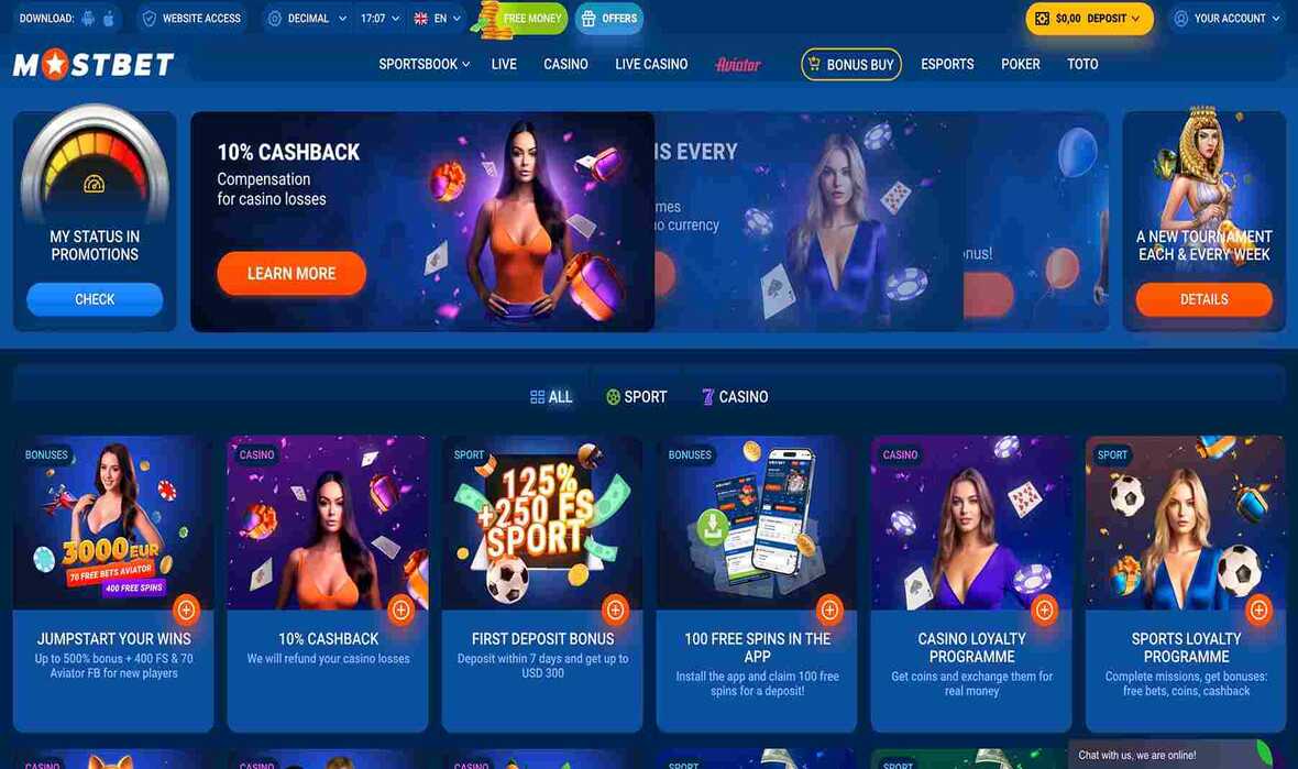 Mostbet casino promotions page