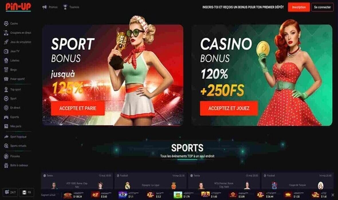 Page principale du casino Pin-Up