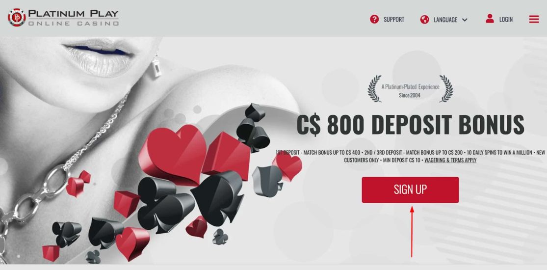 Step 2 of the Platinum Play Casino registration process