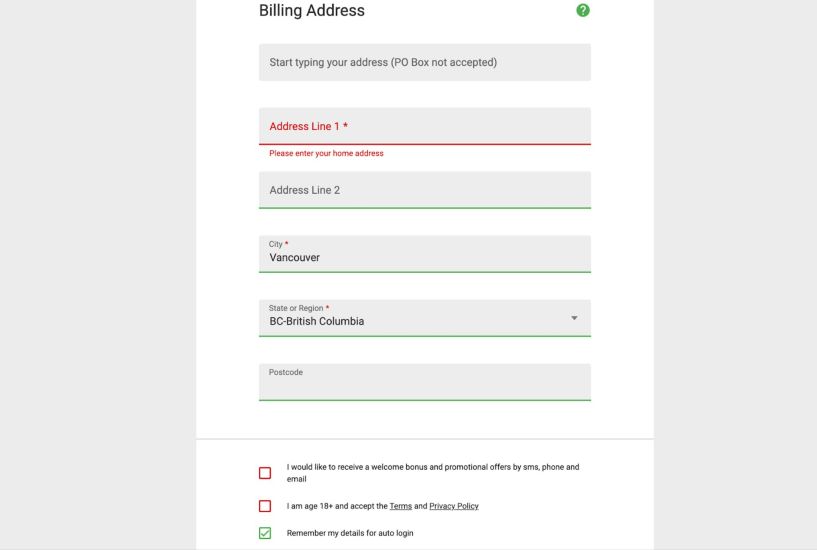 Step 6 of the Platinum Play Casino registration process