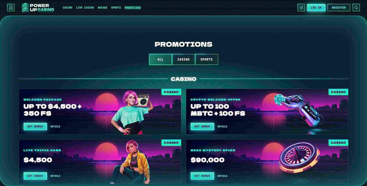 PowerUp casino promotions page