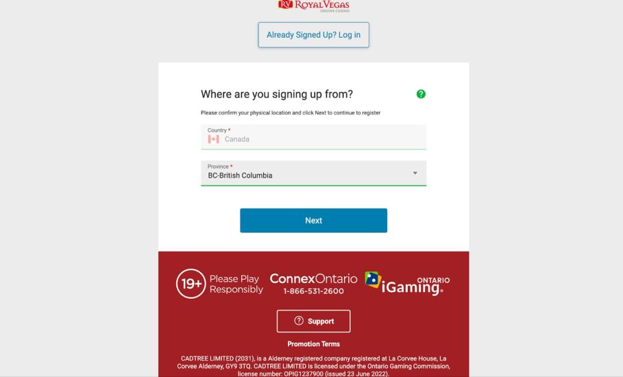 Steps to Register at Royal Vegas Casino - Step 2