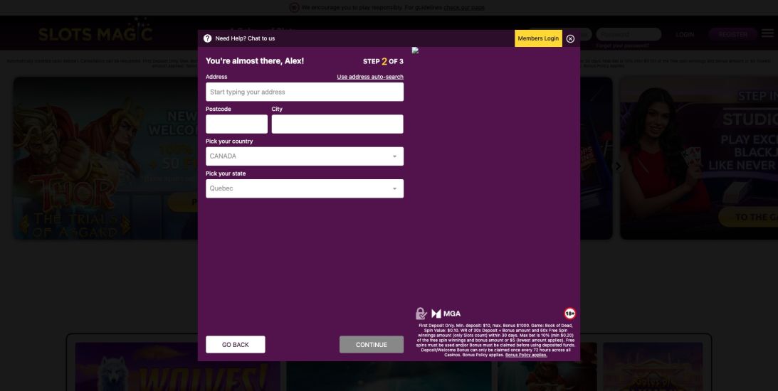 Choose a username and password in step 3, along with agreeing to terms and conditions. You may also set deposit limits here. Once completed, finalize your registration, log in, and explore the casino to start enjoying the games.