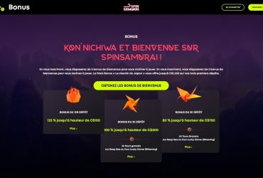Spin Samurai Casino - page dédiée aux promotions